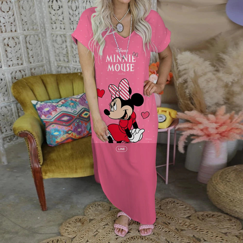 Robe fendue col en v pour femmes Disney Mickey