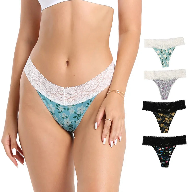 String taille basse en dentelle pour femme