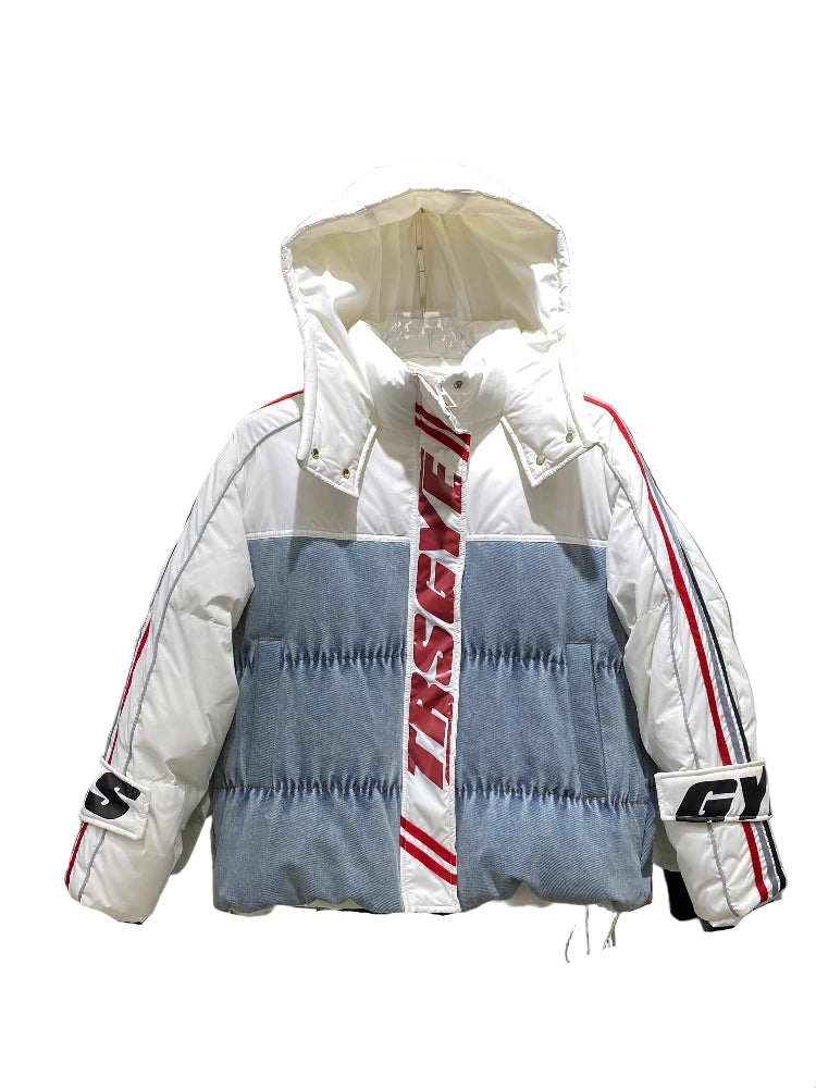 Doudoune courte en denim pour femme