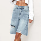 Short en jean taille haute pour femmes