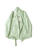 Veste avec ceinture ample fermeture éclair en Faux cuir pour femmes