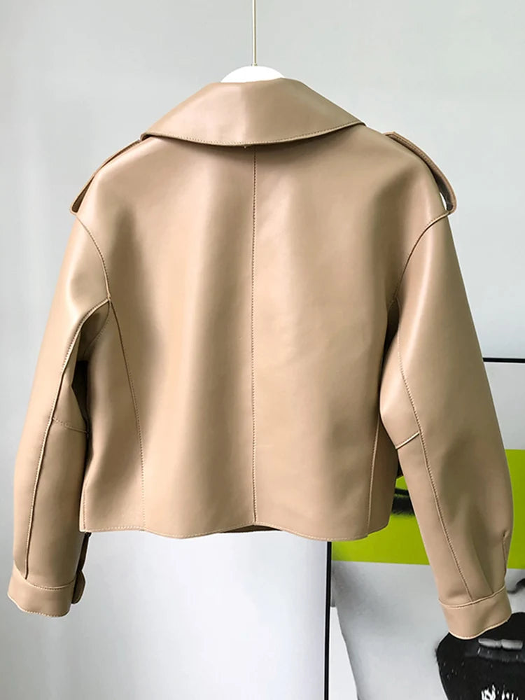 Veste en Faux cuir souple pour femmes en cuir PU