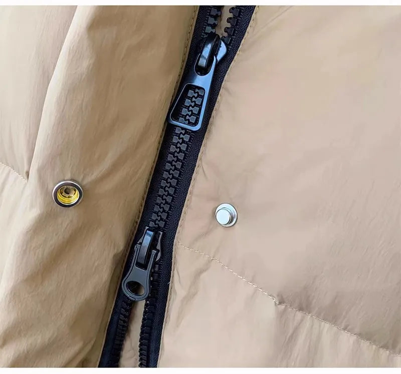 Doudoune super épaisse à capuche et col en laine pour femme