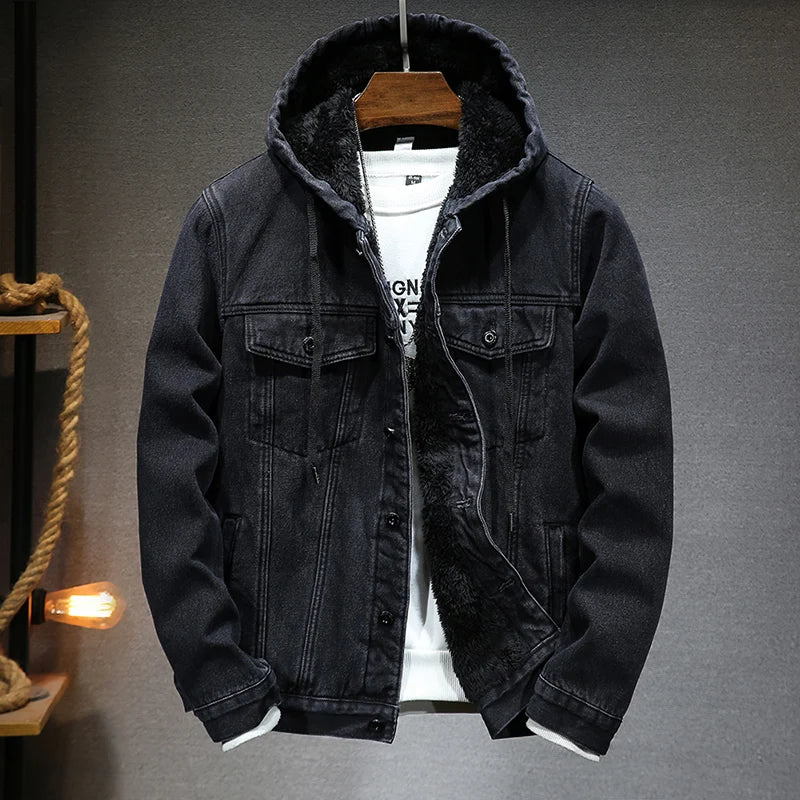 Veste en jean à capuche pour hommes