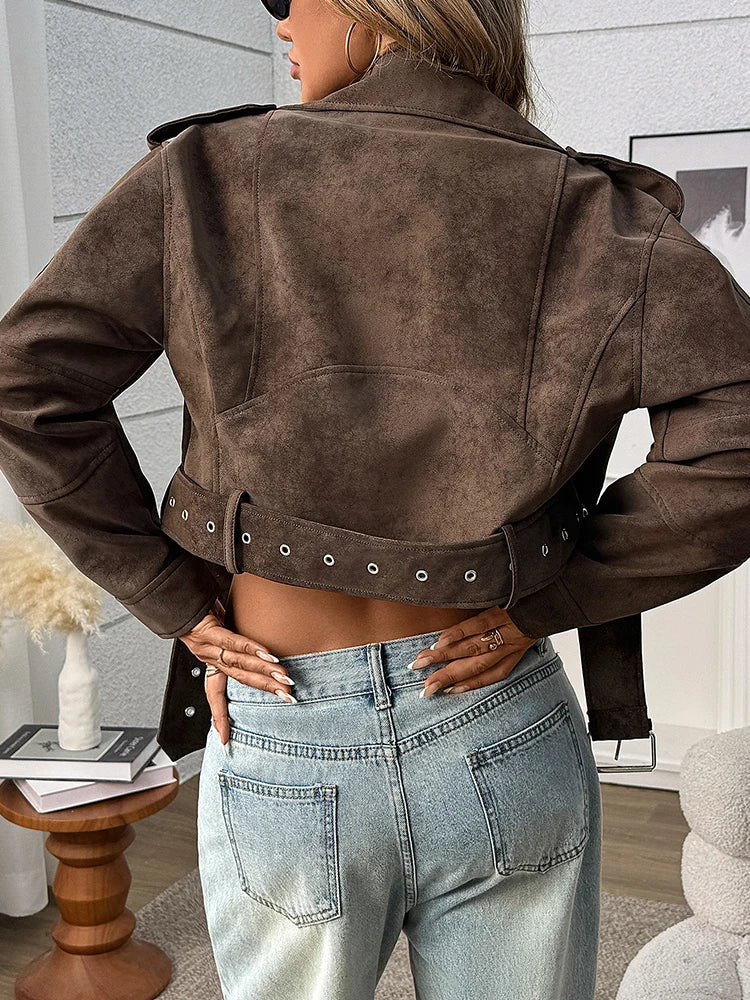 Veste vintage ample faux cuir pour femmes