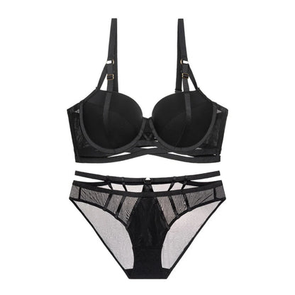 Ensemble de soutien-gorge push-up à bretelles croisées pour femmes, sous-vêtements évidés, dentelle douce, armatures