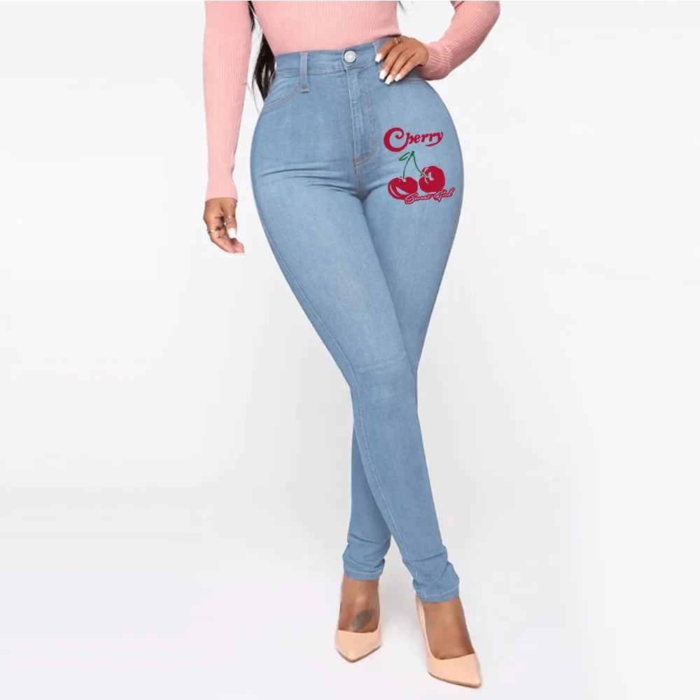 Jean imprimé taille moyenne pour femme