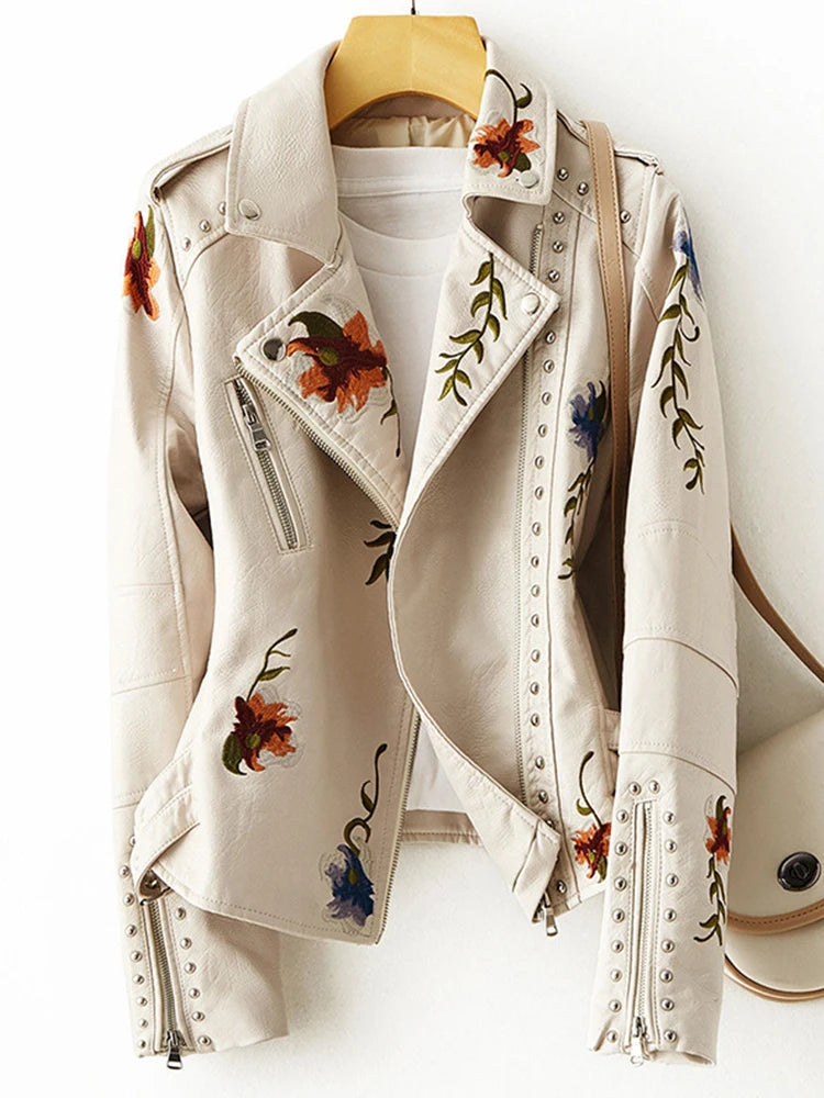 Veste en faux cuir vintage pour femmes