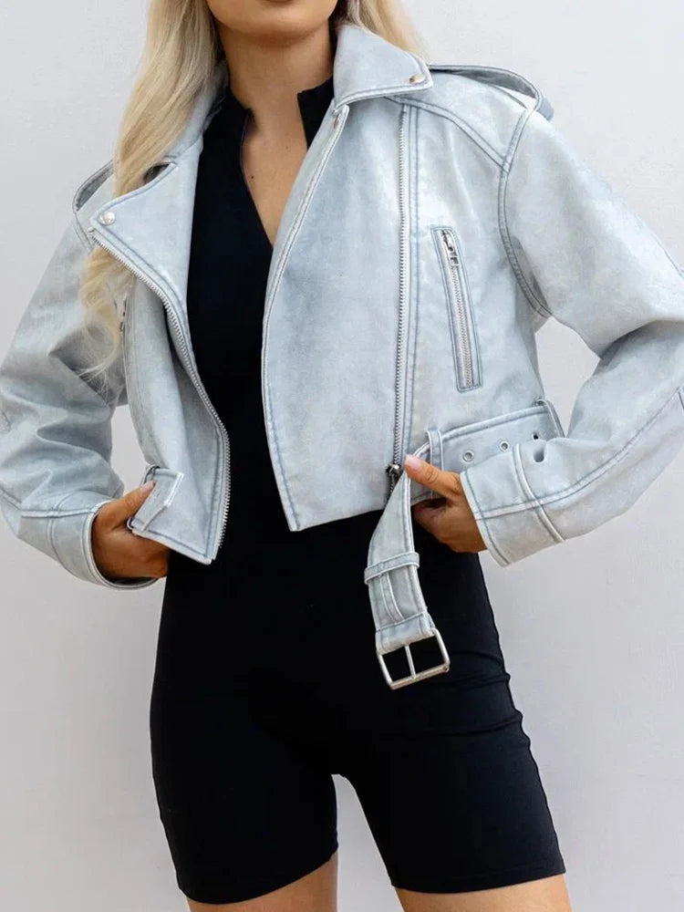 Veste en faux cuir Pu pour femme
