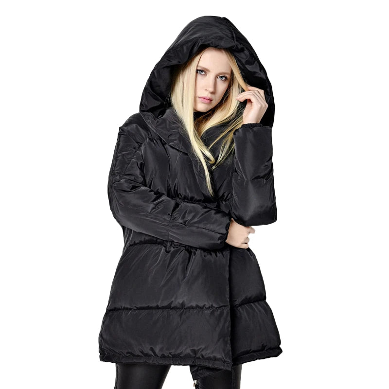 vestes 90% duvet de canard blanc Parkas manteaux à capuche amples moyen Long chaud décontracté rose neige pour femmes