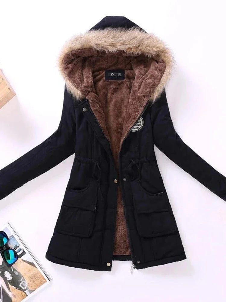 Manteau pour femmes coton veste rembourré décontracté mince manteau broderie à capuche