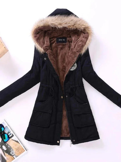 Manteau pour femmes coton veste rembourré décontracté mince manteau broderie à capuche