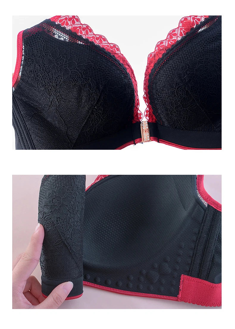 Soutien-gorge plongeant en dentelle avec boutons sur le devant pour femmes