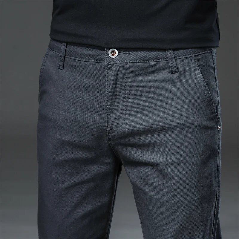 Pantalon droit décontracté en coton pour hommes
