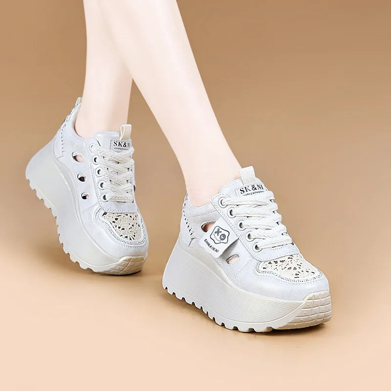 Basket en cuir véritable confortable pour femmes