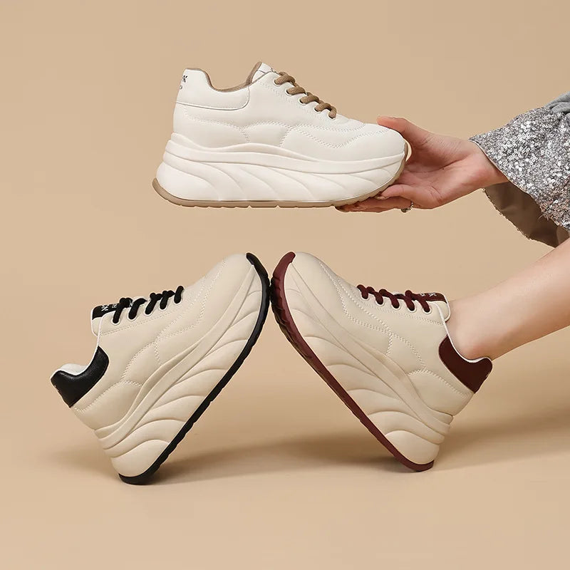 baskets en cuir véritable pour femmes