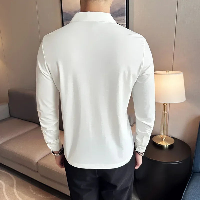 T-shirt à manches longues et col en v pour hommes