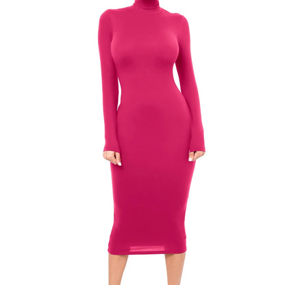 robe longue moulante à manches longues pour femmes