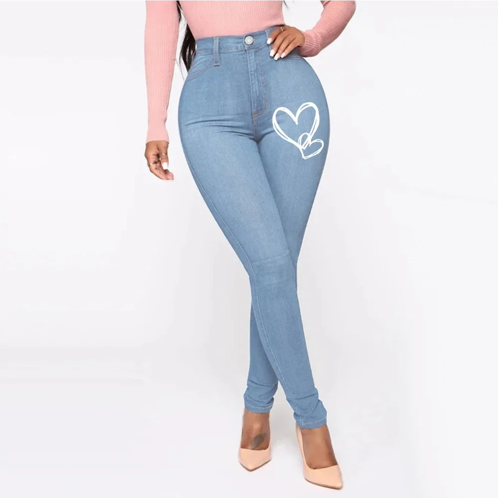 Jean imprimé taille moyenne pour femme