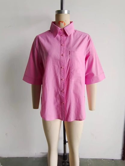 Chemise Longue Décontractée à Manches Courtes pour Femme