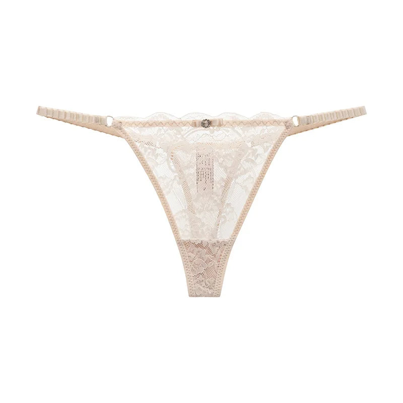 String Sexy en Dentelle Transparente pour Femme, Sous-Vêtements Ajourés