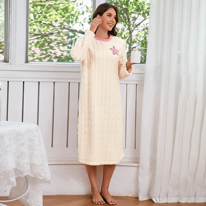 Chemise de nuit en glouton à manches longues pour femmes