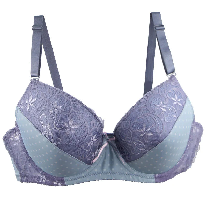 Ensembles de soutien-gorge push-up en dentelle florale à pois pour femmes