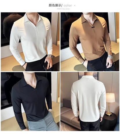 T-shirt à manches longues et col en v pour hommes