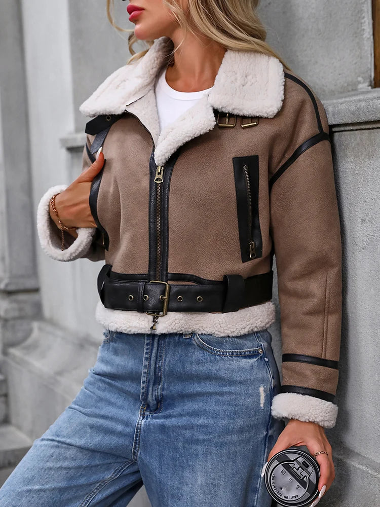 Veste ample épais chaud fausse fourrure