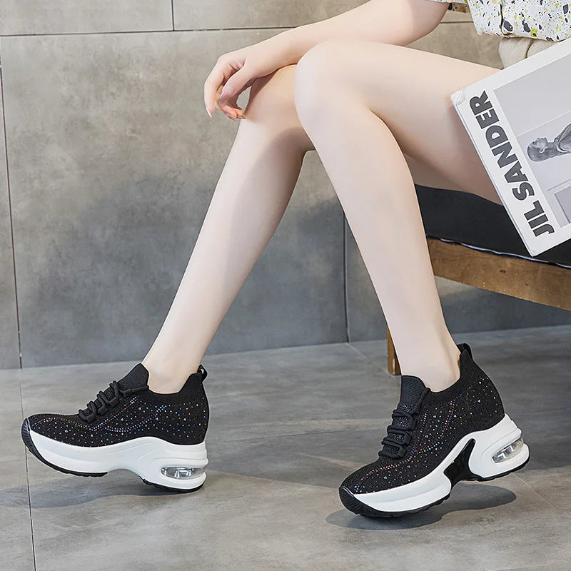 Baskets Air Mesh respirantes à l'offre elles compensées 8cm pour femmes