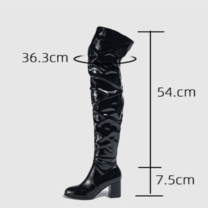 Bottes au dessus du genou  en cuir verni pour femmes