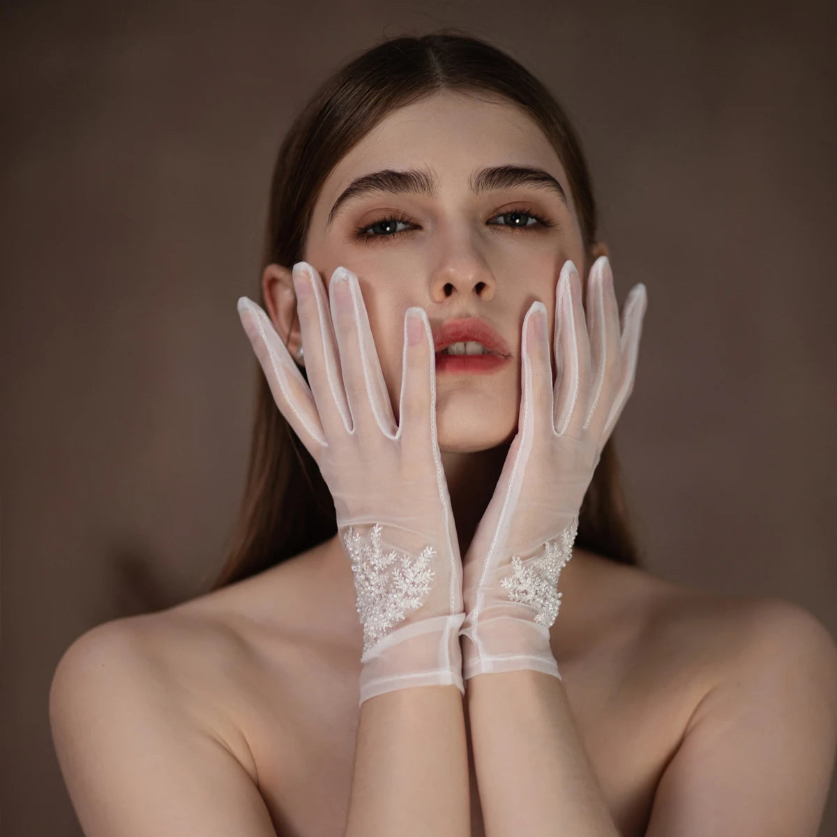 Gants Élégants en Tulle Doux pour Patients de Mariage, Pièce de Perles de Clip