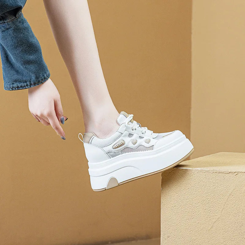 Baskets en cuir respirant pour femmes