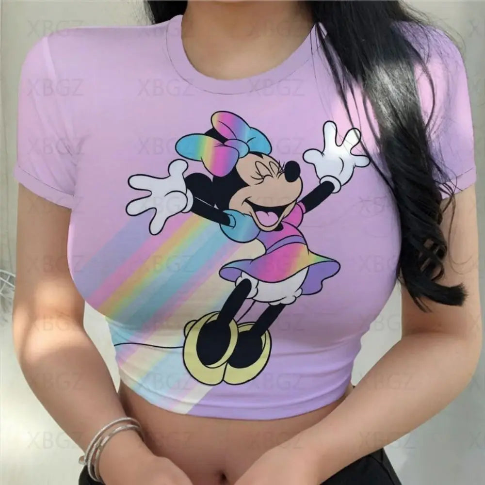 T-shirt Disney Mickey pour femmes haut court