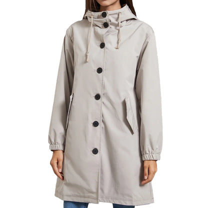 Coupe-vent à capuche pour femme, manteau long, poche