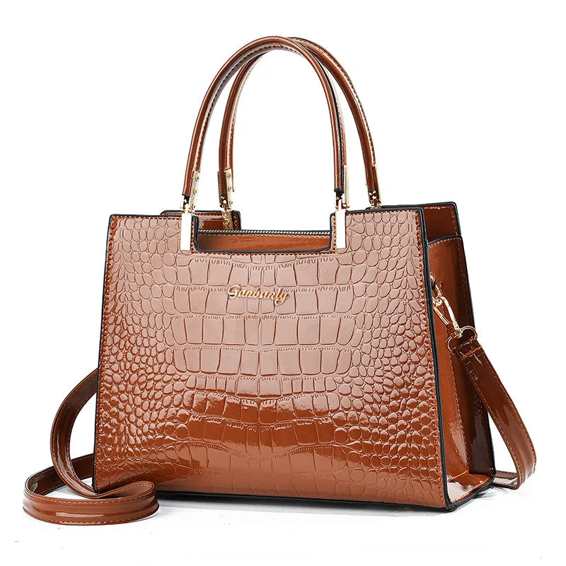 Sac à bandoulière en cuir motif crocodile pour femme