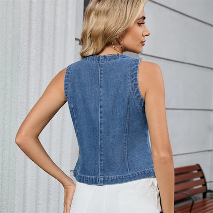Vestes en jeans sans manches pour femmes