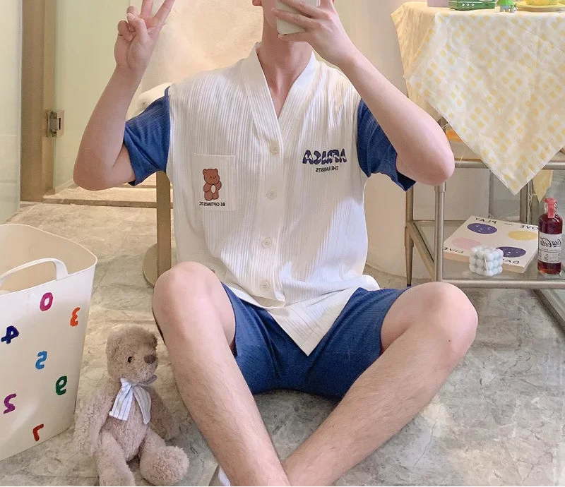 Pyjama d'été en coton pour hommes