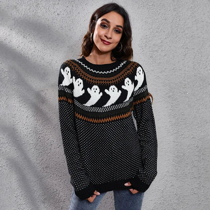 Pull tricoté à manches longues pour femme