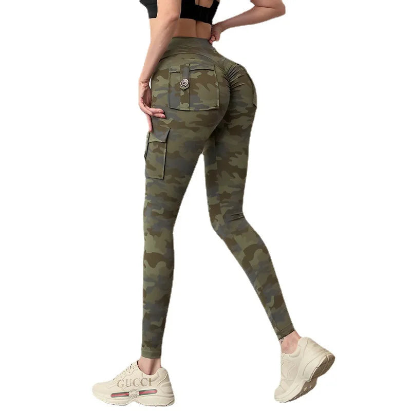 Pantalon de yoga camouflage pour femme, legging de fitness,