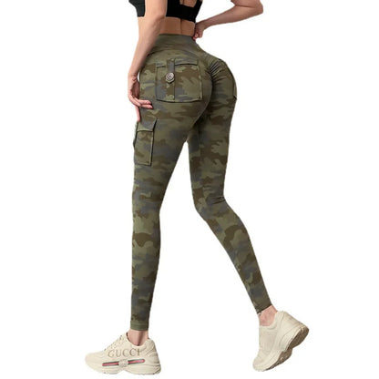 Pantalon de yoga camouflage pour femme, legging de fitness,