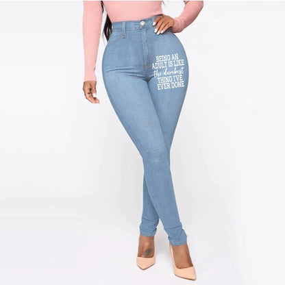 Jean imprimé pour femme, taille moyenne