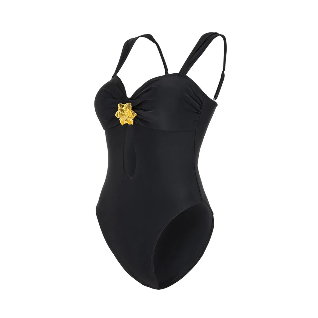 Maillot de bain une pièce à fleurs en métal pour femmes