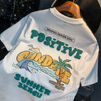 T-shirt à col rond imprimé dessin animé pour hommes