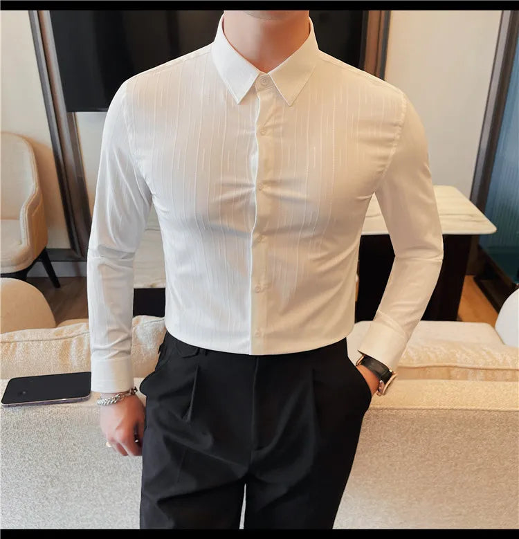 Chemises rayées à manches longues pour hommes