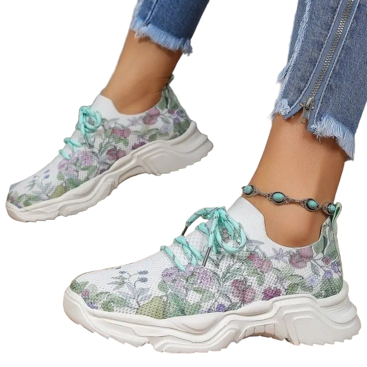 Chaussures de sport simples à fleurs pour femmes