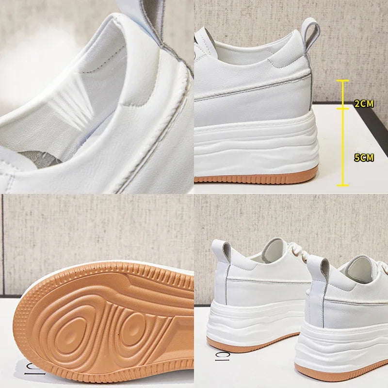 Baskets à plateforme en cuir pour femmes