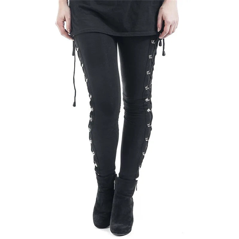 Leggings Gothiques Punk à Lacets pour Femme