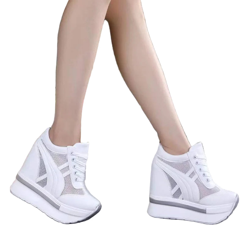 Baskets à plateforme argentées pour femmes