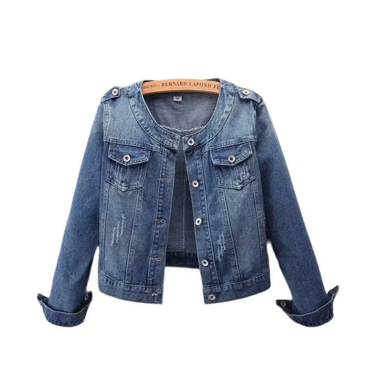 Veste en Jean à col rond pour femme